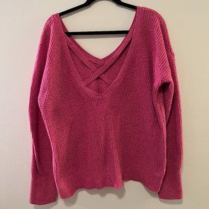Cozy Maeve /Anthropology Cross-Back Sweater in Pink, Size XL